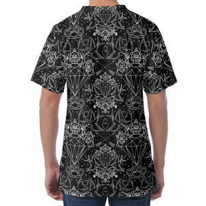 Black And White Tattoo Print Men's Velvet T-Shirt