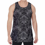 Black And White Tattoo Print Men's Velvet Tank Top