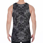 Black And White Tattoo Print Men's Velvet Tank Top