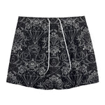 Black And White Tattoo Print Mesh Shorts