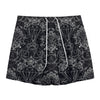 Black And White Tattoo Print Mesh Shorts