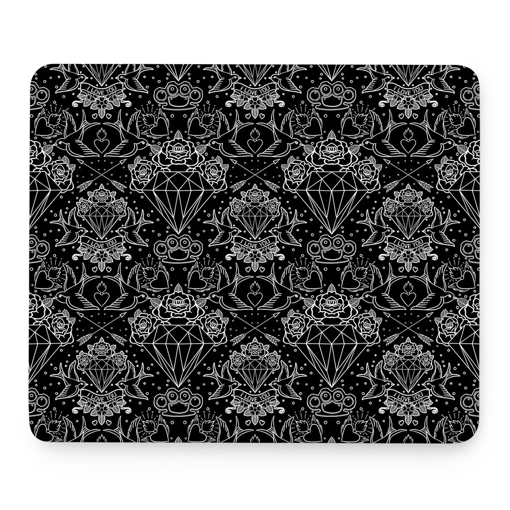 Black And White Tattoo Print Mouse Pad