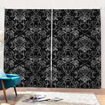 Black And White Tattoo Print Pencil Pleat Curtains