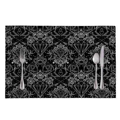 Black And White Tattoo Print Placemat