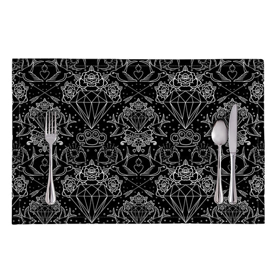 Black And White Tattoo Print Placemat