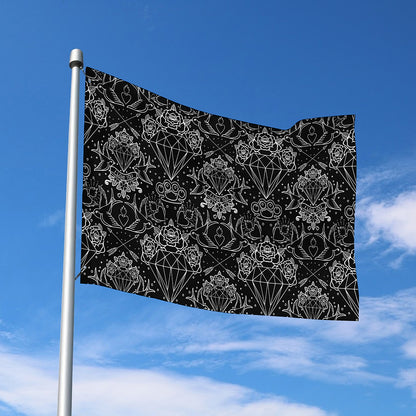 Black And White Tattoo Print Polyester Flag