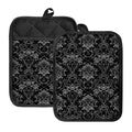 Black And White Tattoo Print Pot Holders With Pocket