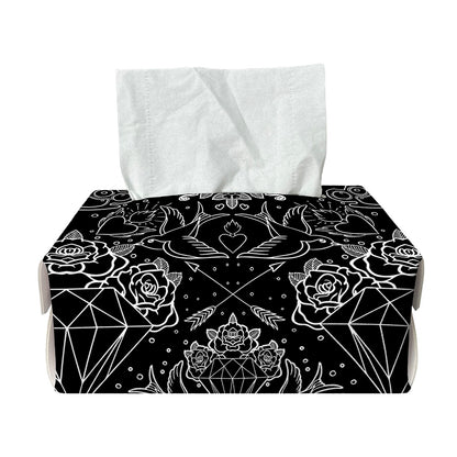 Black And White Tattoo Print Rectangle Tissue Box Cover