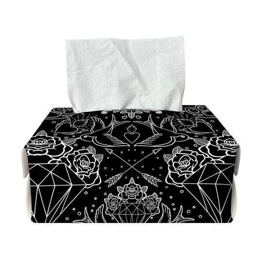 Black And White Tattoo Print Rectangle Tissue Box Cover