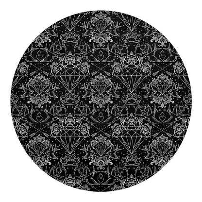 Black And White Tattoo Print Round Blanket