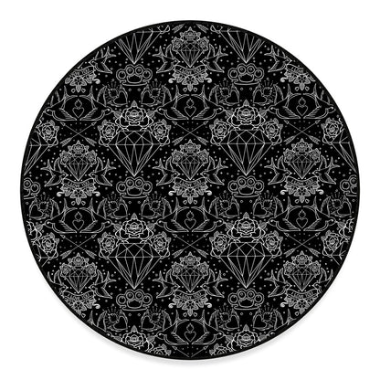 Black And White Tattoo Print Round Floor Mat