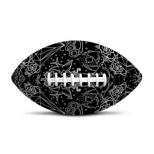 Black And White Tattoo Print Rugby Ball