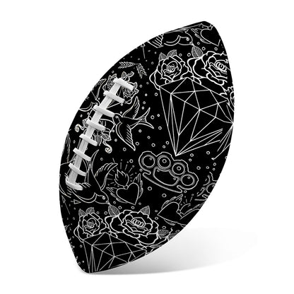 Black And White Tattoo Print Rugby Ball