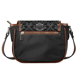 Black And White Tattoo Print Saddle Bag