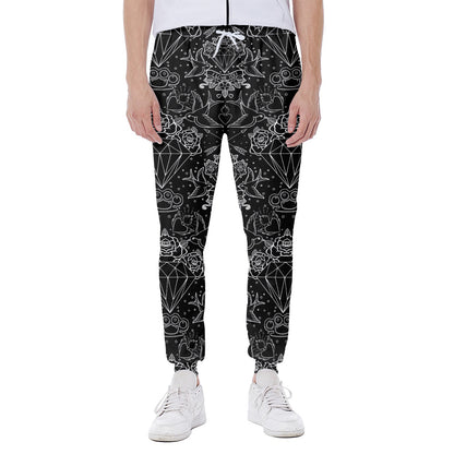 Black And White Tattoo Print Scuba Joggers