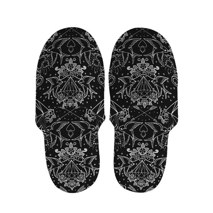 Black And White Tattoo Print Slippers