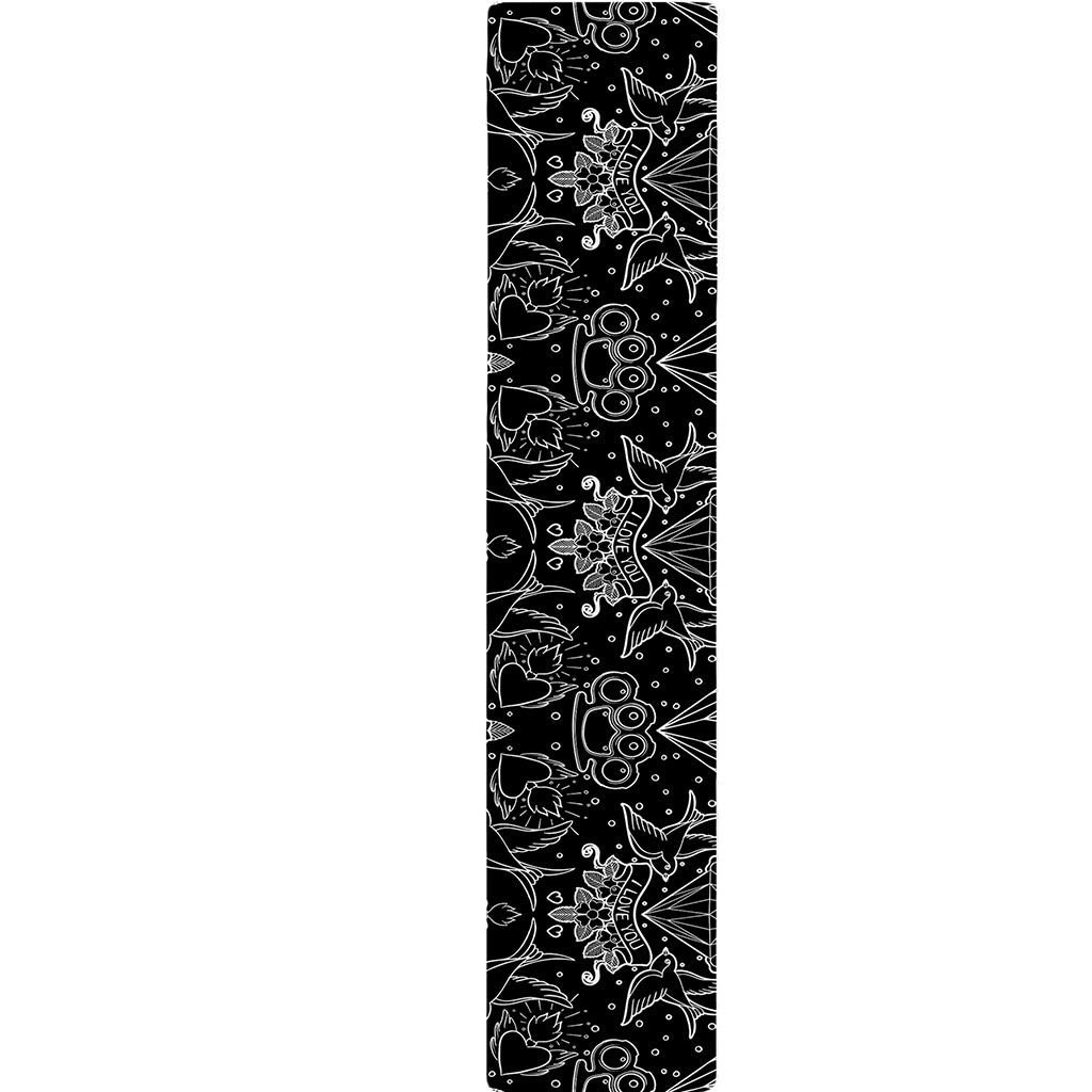 Black And White Tattoo Print Table Runner
