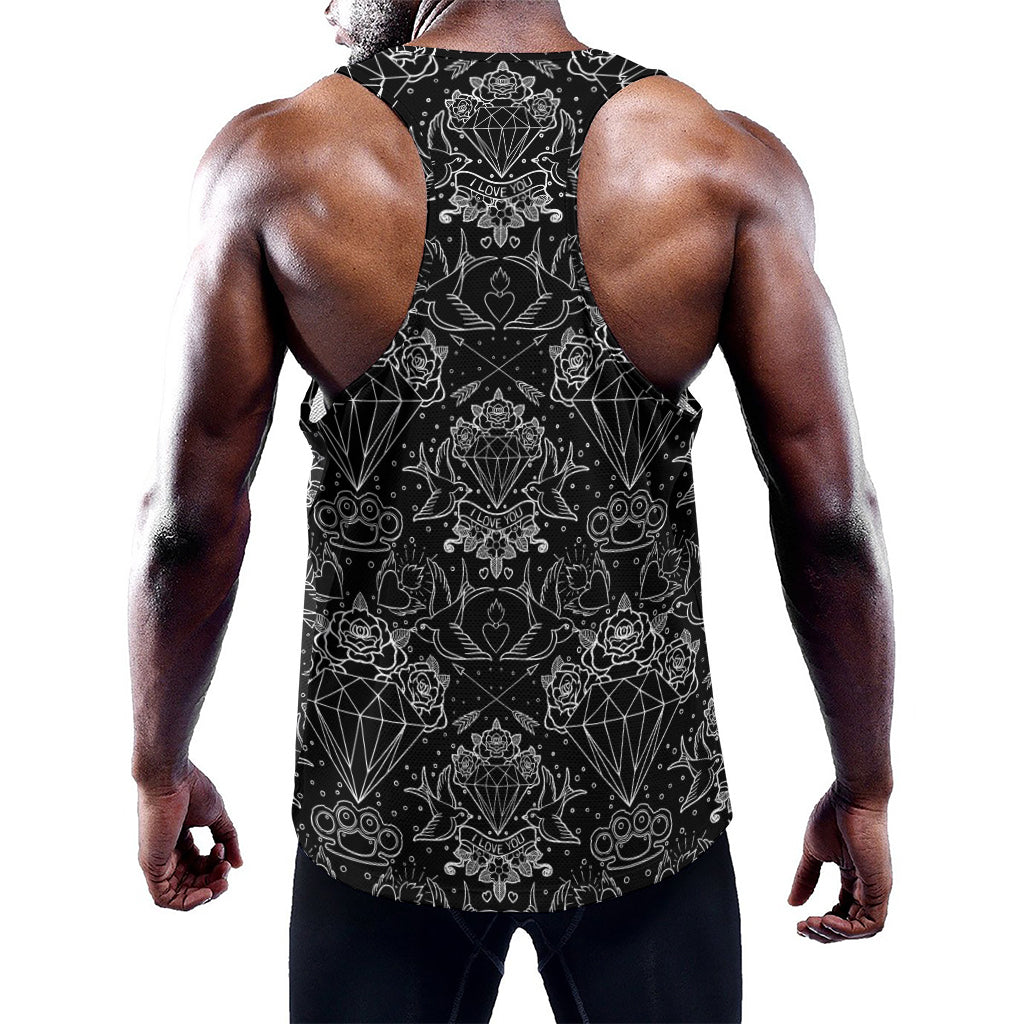 Black And White Tattoo Print Training Tank Top