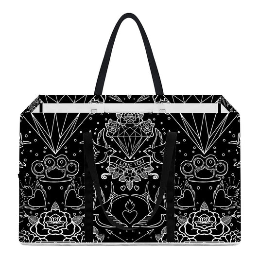 Black And White Tattoo Print Utility Tote Bag