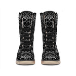 Black And White Tattoo Print Winter Boots