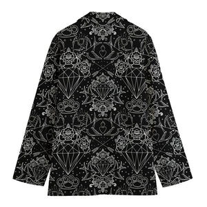 Black And White Tattoo Print Women's Blazer