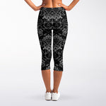 Black And White Tattoo Print Women's Capri Leggings