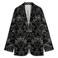 Black And White Tattoo Print Women's Cotton Blazer