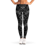 Black And White Tattoo Print Women's Leggings