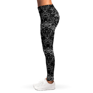 Black And White Tattoo Print Women's Leggings