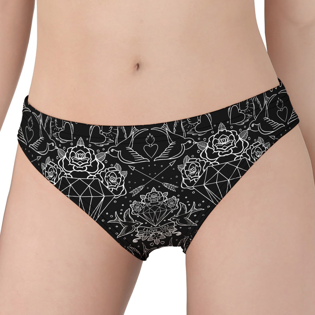 Black And White Tattoo Print Women's Panties