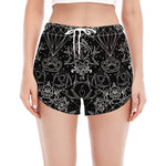 Black And White Tattoo Print Women's Split Running Shorts