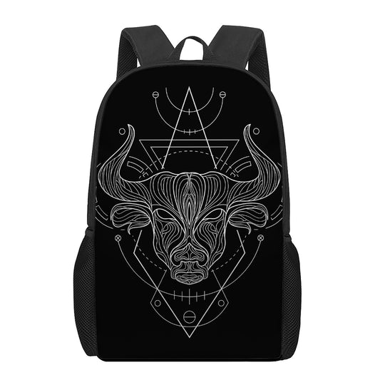 Black And White Taurus Sign Print 17 Inch Backpack