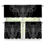 Black And White Taurus Sign Print 3 Piece Kitchen Curtains