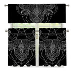 Black And White Taurus Sign Print 3 Piece Kitchen Curtains