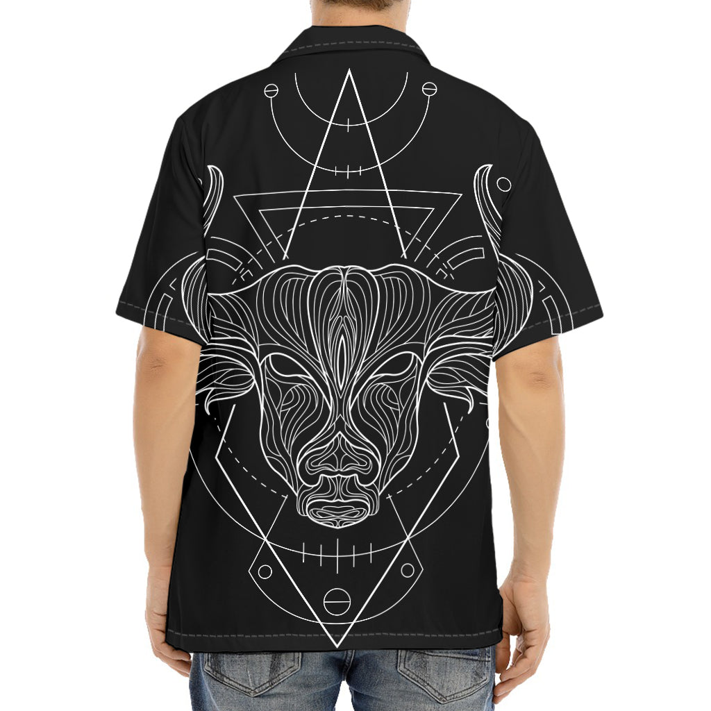 Black And White Taurus Sign Print Aloha Shirt