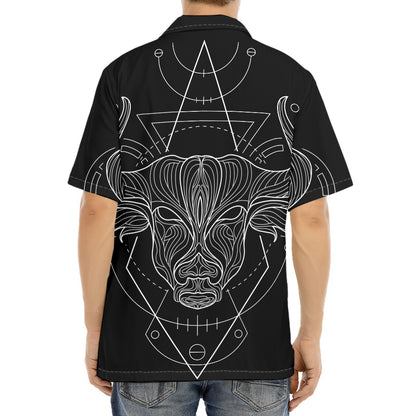 Black And White Taurus Sign Print Aloha Shirt