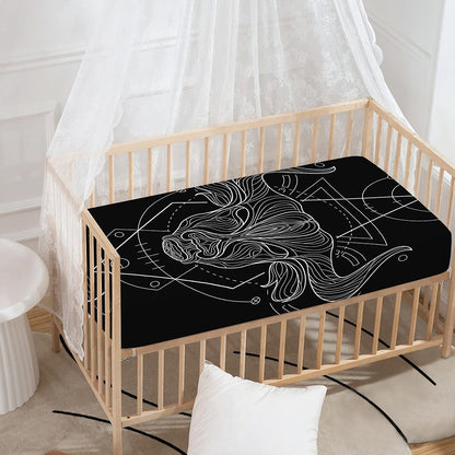 Black And White Taurus Sign Print Baby Crib Sheet