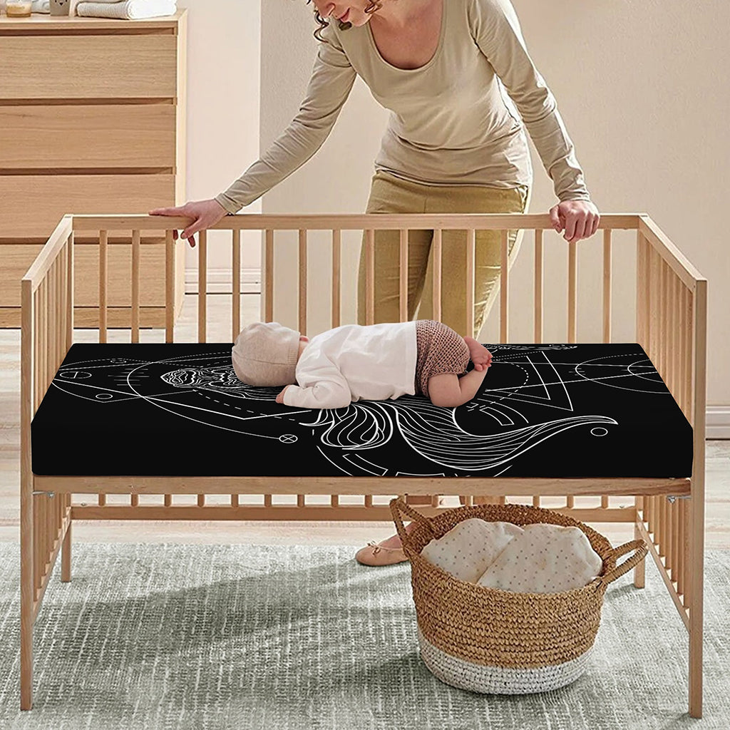Black And White Taurus Sign Print Baby Crib Sheet