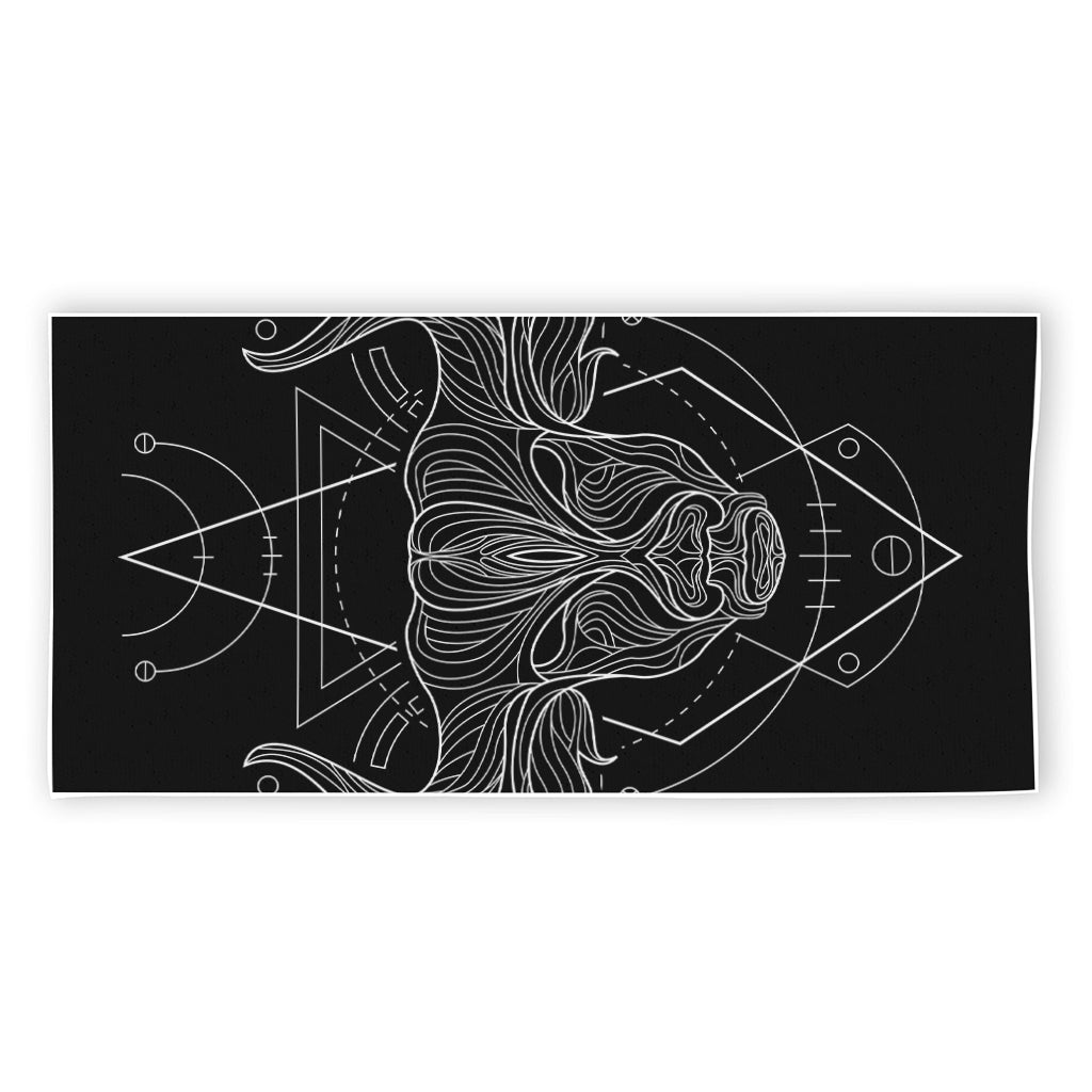 Black And White Taurus Sign Print Beach Towel