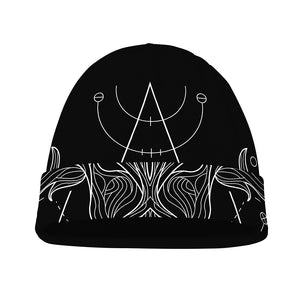 Black And White Taurus Sign Print Beanie