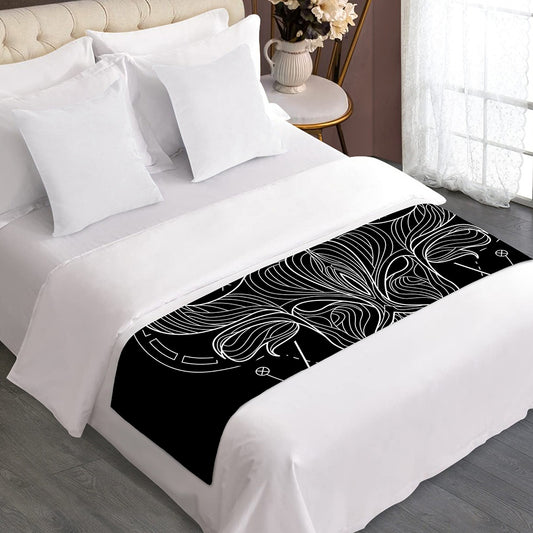 Black And White Taurus Sign Print Bed Runner