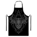 Black And White Taurus Sign Print Bib Apron With Pocket