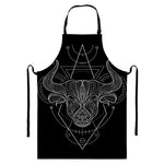 Black And White Taurus Sign Print Bib Apron With Pocket