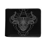 Black And White Taurus Sign Print Bifold Wallet
