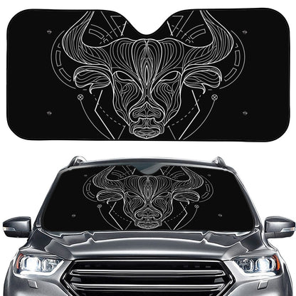 Black And White Taurus Sign Print Car Windshield Sun Shade