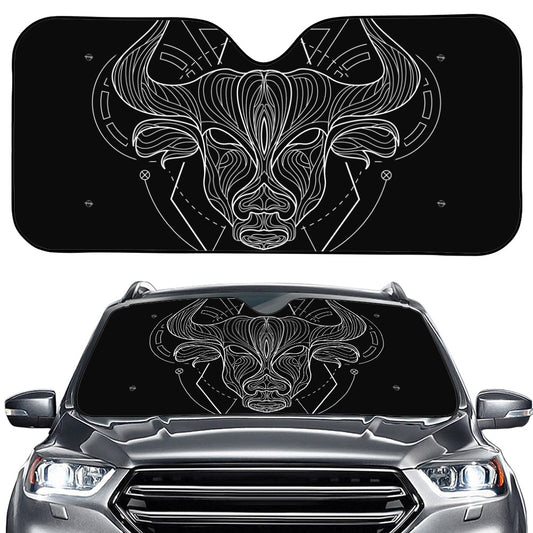 Black And White Taurus Sign Print Car Windshield Sun Shade