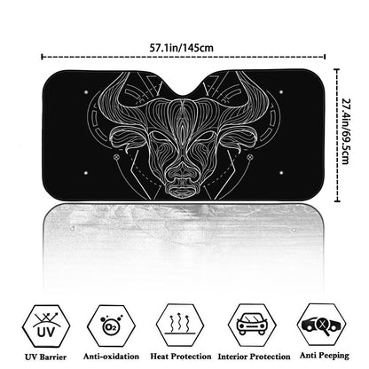 Black And White Taurus Sign Print Car Windshield Sun Shade