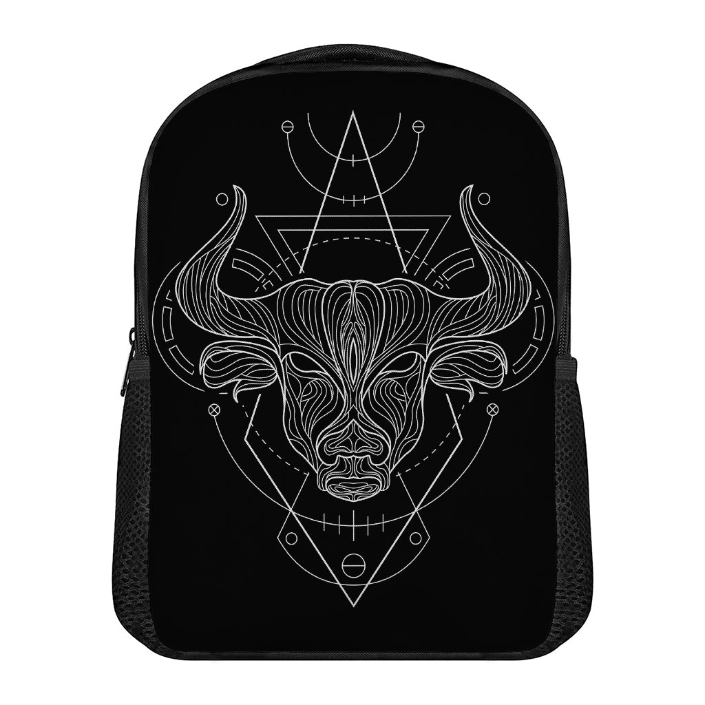 Black And White Taurus Sign Print Casual Backpack