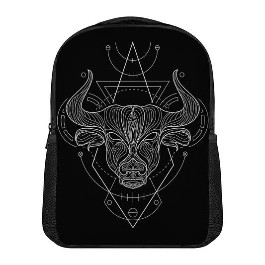 Black And White Taurus Sign Print Casual Backpack