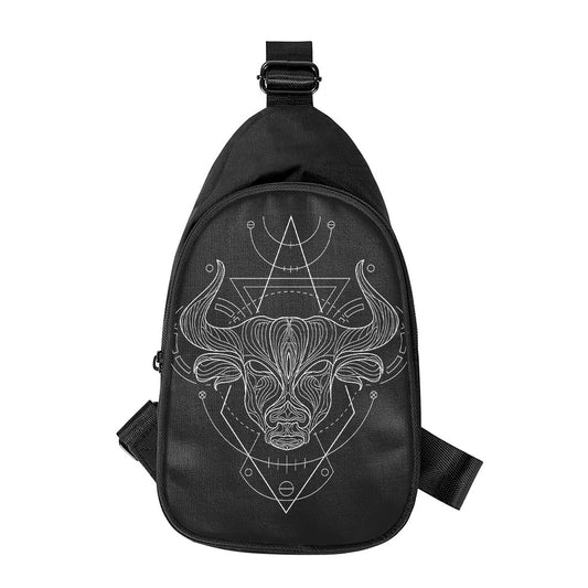 Black And White Taurus Sign Print Chest Bag